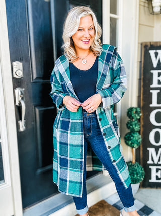 The Perfect Day Plaid Long Line Hooded Shacket