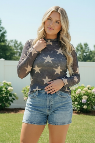 Star Gazer Long Sleeve Mesh Top