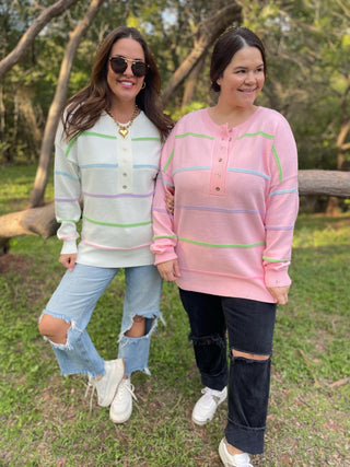 Just Too Good Rainbow Striped Sweater in Two Colors