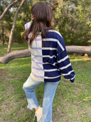 Exceptional Thought Striped Patchwork Sweater in Three Colors