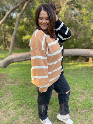 Exceptional Thought Striped Patchwork Sweater in Three Colors