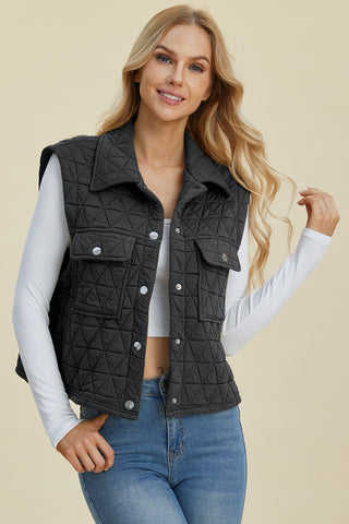 Take The High Road Textured Snap Down Vest