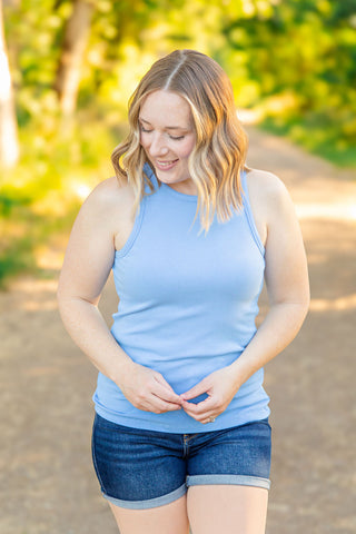 IN STOCK Tara Ribbed Tank - Light Blue