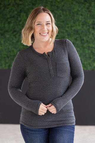 IN STOCK Georgia Long Sleeve Top - Charcoal