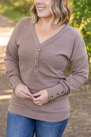 IN STOCK Brittney Button Sweater - Mocha