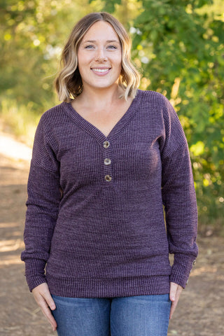 IN STOCK Brittney Button Sweater - Purple