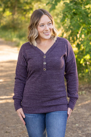 IN STOCK Brittney Button Sweater - Purple