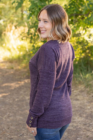 IN STOCK Brittney Button Sweater - Purple