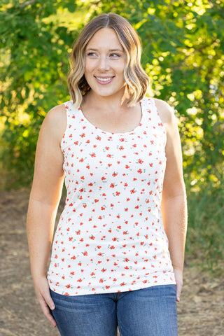 IN STOCK Luxe Crew Tank - Micro Ivory Floral