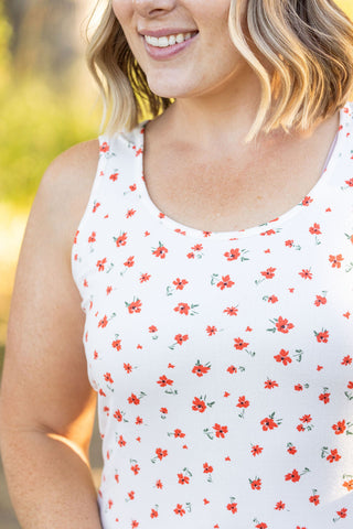 IN STOCK Luxe Crew Tank - Micro Ivory Floral