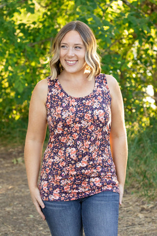 IN STOCK Luxe Crew Tank - Navy Floral Mix