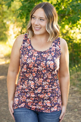 IN STOCK Luxe Crew Tank - Navy Floral Mix