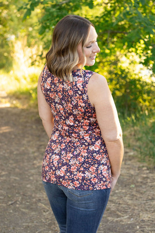 IN STOCK Luxe Crew Tank - Navy Floral Mix