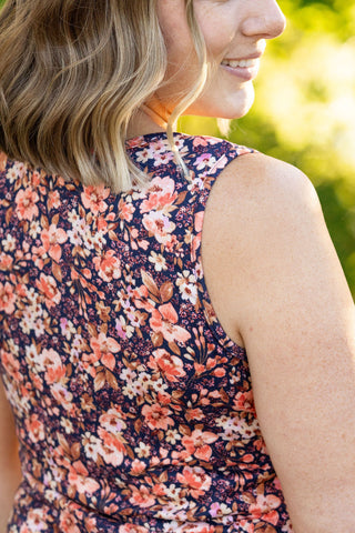 IN STOCK Luxe Crew Tank - Navy Floral Mix