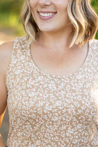 IN STOCK Luxe Crew Tank - Tan Floral