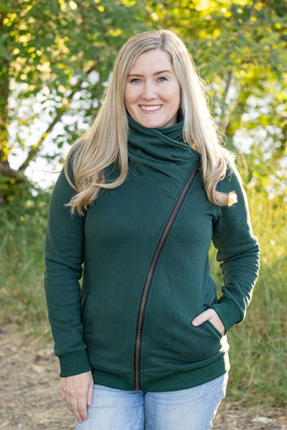 IN STOCK Quinn ZipUp Cowl - Evergreen