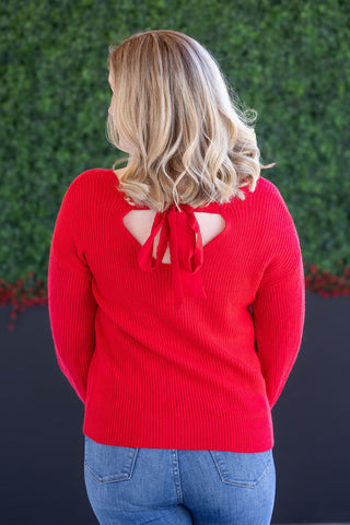 IN STOCK Bethany Bow Knit Sweater - Red