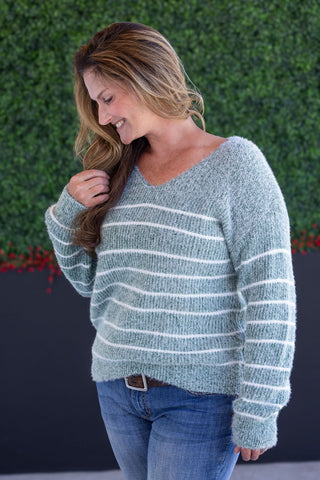 IN STOCK Cozy Striped Sweater - Green