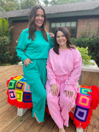 Beautiful Day Mineral Wash Pullover and Cargo Pants Set in Two Colors