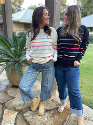 Come On Get Happy Striped Sweater in Two Colors