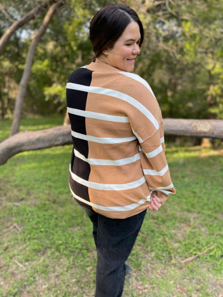 Exceptional Thought Striped Patchwork Sweater in Three Colors
