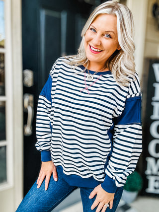 Ocean Dreams Striped Long Sleeve Pullover Top