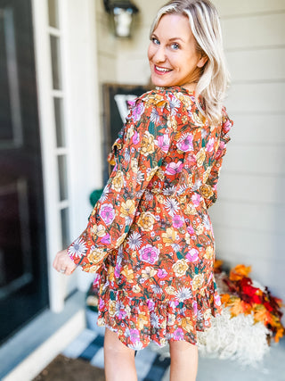 So Long, Farewell Balloon Sleeve Floral Dress