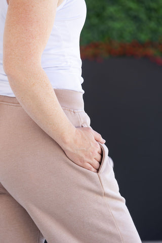 IN STOCK Wide Leg Vintage Wash Bottoms - Tan