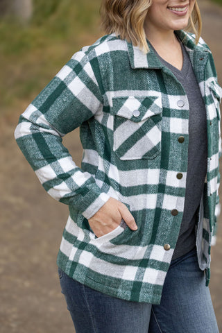 IN STOCK Norah Plaid Shacket - Classic Green and Grey Mix