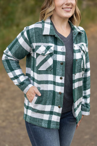 IN STOCK Norah Plaid Shacket - Classic Green and Grey Mix