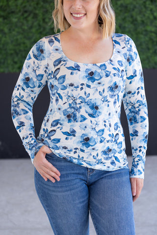 IN STOCK Alyssa Long Sleeve Top - Sapphire Floral