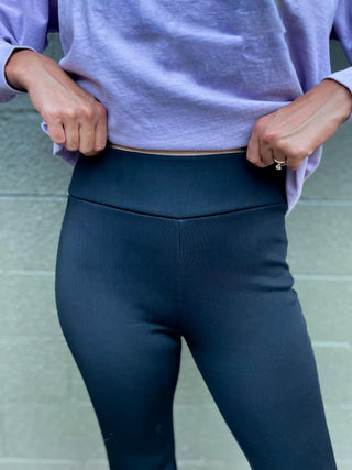 Cuddle Up Fleece Lined Flares in Black