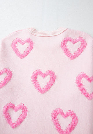 High-Low Heart Embroidered Cozy Sweater