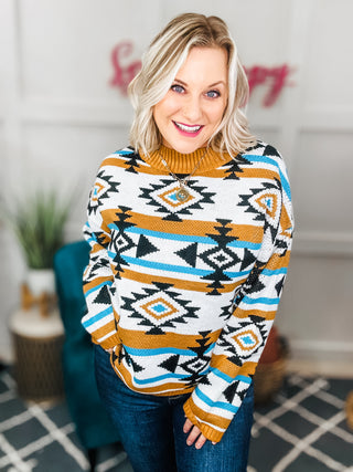 Desert Vibes Geometric Striped Sweater