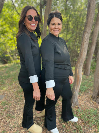 Cuddle Up Fleece Lined Top in Black