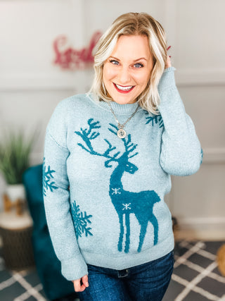 Reindeer and Snowflake Pattern Sweater