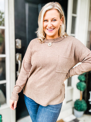 Casual Tuesday Ribbed Knit Sweater in Mocha