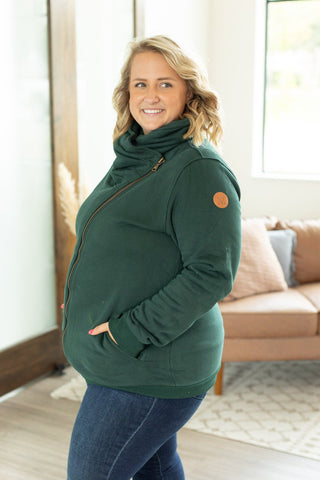 IN STOCK Quinn ZipUp Cowl - Evergreen