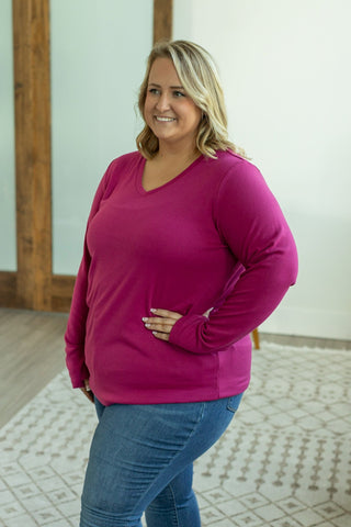 IN STOCK Leah Long Sleeve Top - Magenta