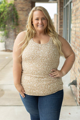 IN STOCK Luxe Crew Tank - Tan Floral