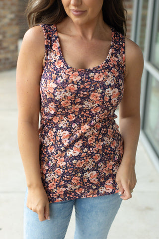 IN STOCK Luxe Crew Tank - Navy Floral Mix