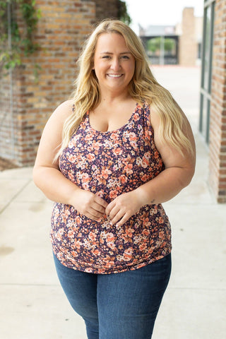 IN STOCK Luxe Crew Tank - Navy Floral Mix