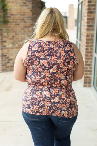 IN STOCK Luxe Crew Tank - Navy Floral Mix