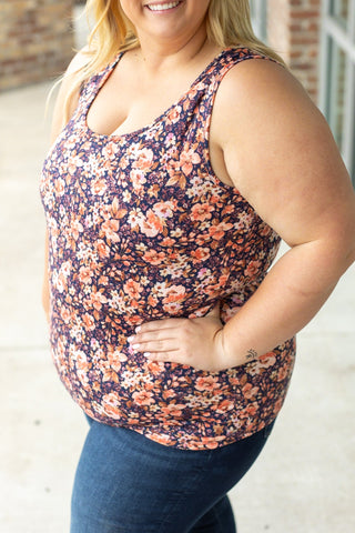 IN STOCK Luxe Crew Tank - Navy Floral Mix