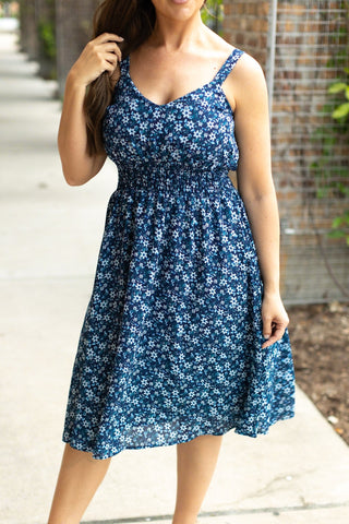 IN STOCK Cassidy Midi Dress - Blue Floral Mix