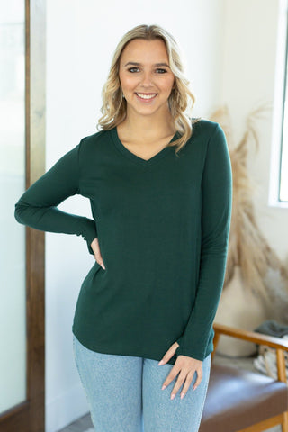 IN STOCK Leah Long Sleeve Top - Evergreen