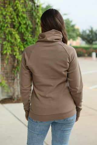 IN STOCK Classic Zoey ZipCowl Sweatshirt - Mocha