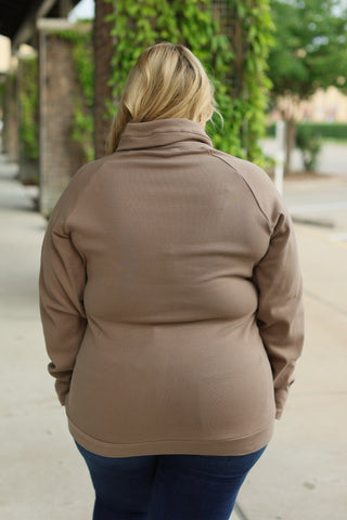 IN STOCK Classic Zoey ZipCowl Sweatshirt - Mocha