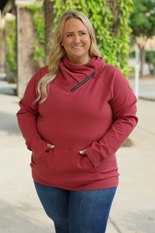 IN STOCK Classic Zoey ZipCowl Sweatshirt - Brick