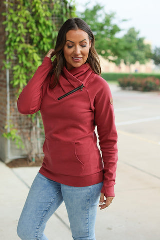 IN STOCK Classic Zoey ZipCowl Sweatshirt - Brick